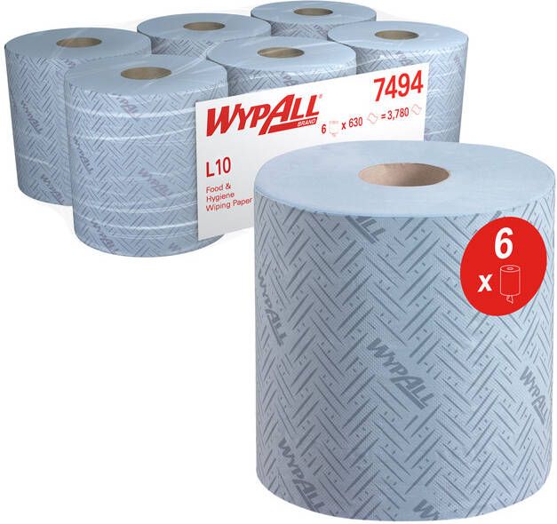WypAll Poetsrol L10 1-laags 18 3cmx239m 630 vel blauw 7494