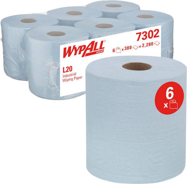 Wypall Poetsrol L20 2-laags 18 3cmx144m 6 rollen Ã  380 vel blauw 7302