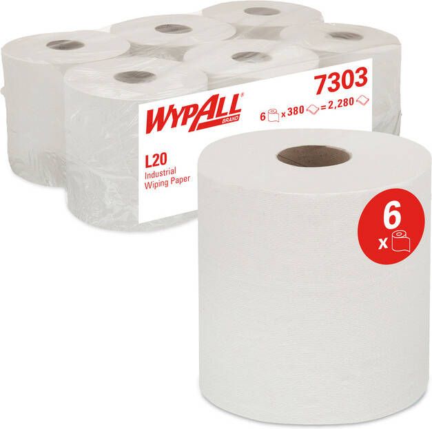 Wypall Poetsrol L20 2-laags 18 3cmx144m 6 rollen Ã  380 vel wit 7303