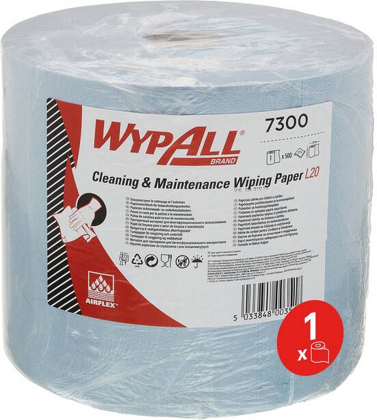 Wypall Poetsrol L20 2-laags 23 5x190m 500 vel blauw 7300