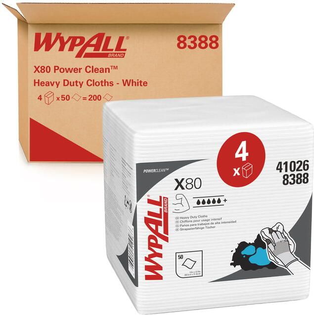 WypAll Poetsdoek X80 PowerClean 305x317mm 4x50vel wit 8388