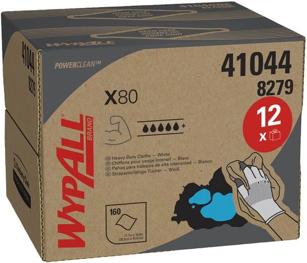 WypAll Poetsdoek X80 PowerClean 426x281mm 160vel dispenserdoos wit 8279