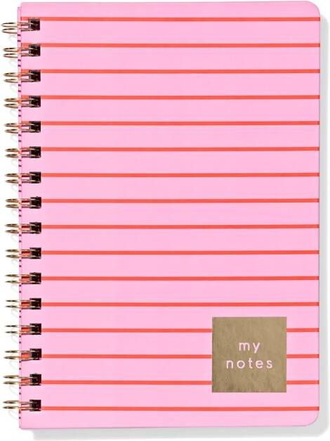 051 Notitieboek 21.1x16cm Strepen Roze