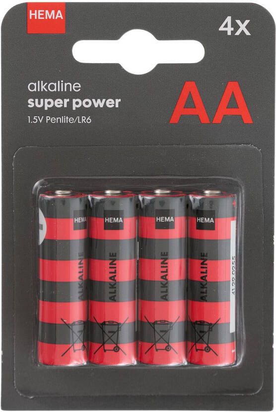 HEMA AA Alkaline Super Power Batterijen 4 Stuks