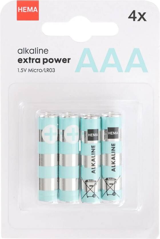 HEMA AAA Alkaline Extra Power Batterijen 4 Stuks