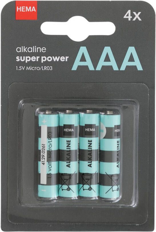 HEMA AAA Alkaline Super Power Batterijen 4 Stuks