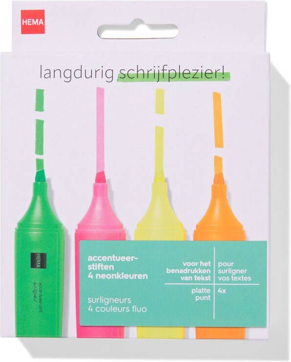 HEMA Accentueerstiften Felle Kleuren 4 Stuks