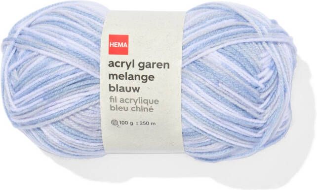 HEMA Acryl Garen Blauw Melange 100gram 250meter