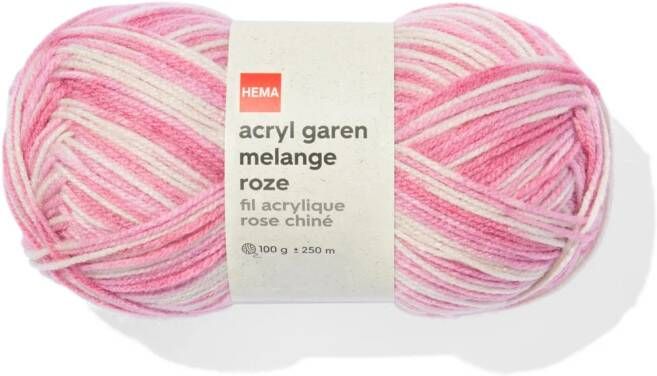 HEMA Acryl Garen Roze Melange 100gram 250meter