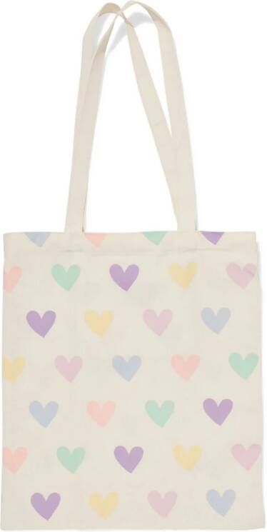 HEMA Canvas Tas 42x36cm Beige Hartjes