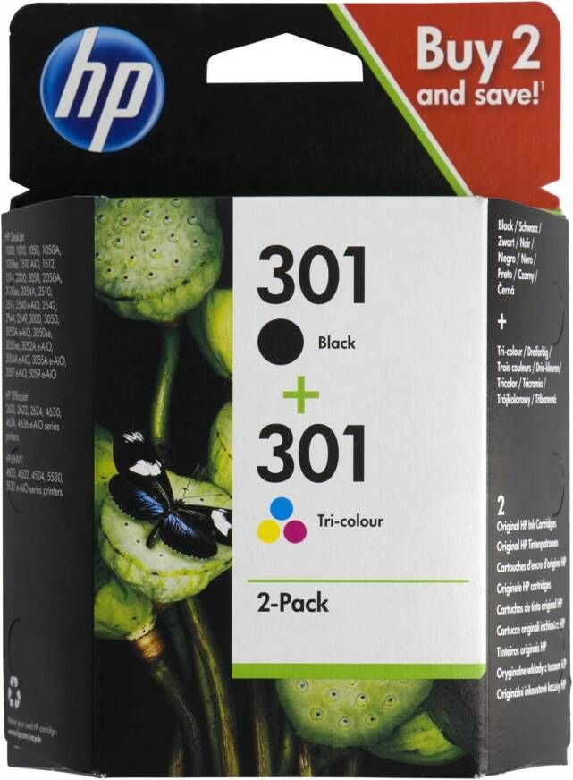 HEMA Cartridge HP 301 Zwart kleur 2 Stuks