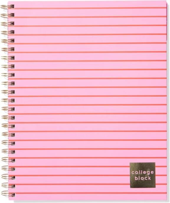 HEMA Collegeblok A4 Gelinieerd Strepen Rood-roze