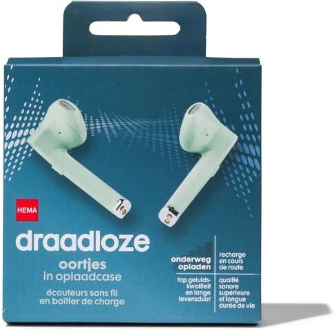 HEMA Draadloze Oortelefoon In Oplaadcase Mint