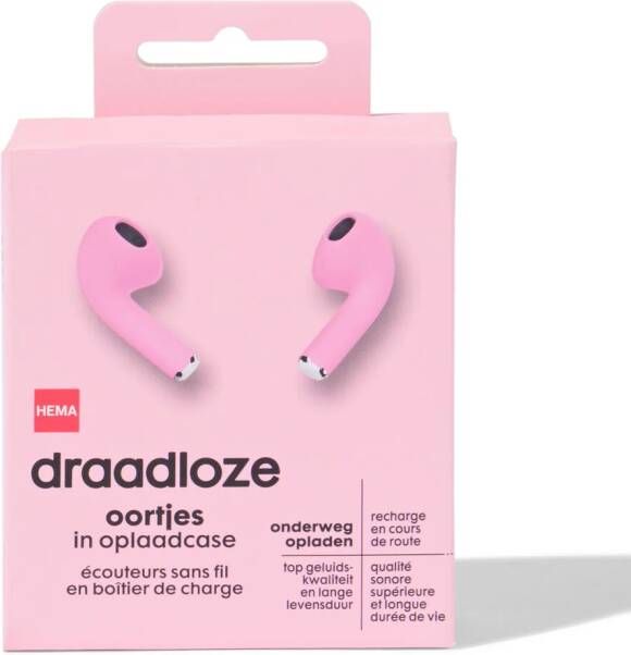 HEMA Draadloze Oortelefoon In Oplaadcase Roze