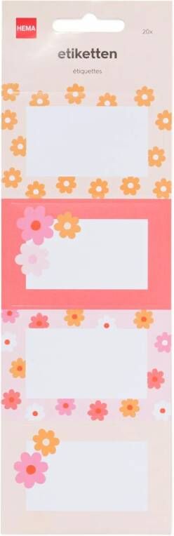 HEMA Etiketten Bloemen Roze-oranje 20 Stuks