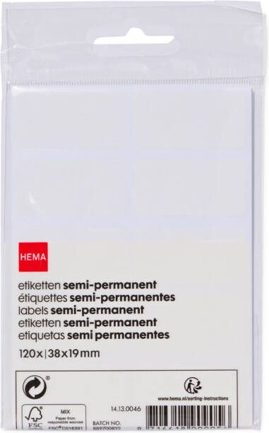 HEMA Etiketten Wit 120 Stuks