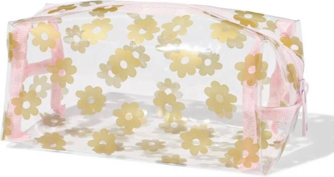 HEMA Etui 20x8.5cm Bloemenprint Goud Roze