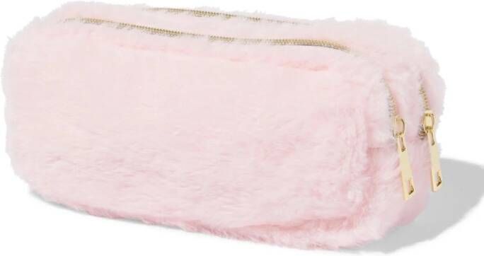 HEMA Etui Dubbele Rits Fluffy Roze