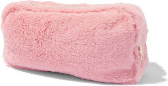 HEMA Etui Met Dubbele Rits Fluffy Roze