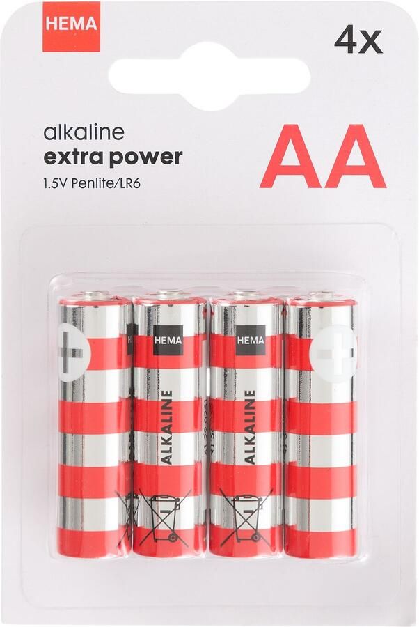HEMA AA alkaline extra power batterijen 4 stuks