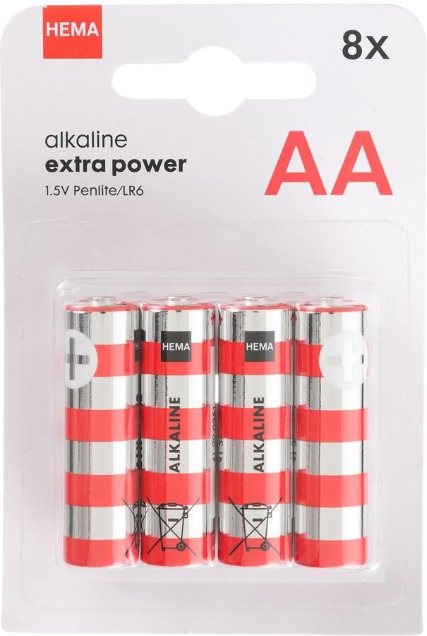 HEMA AA alkaline extra power batterijen 8 stuks