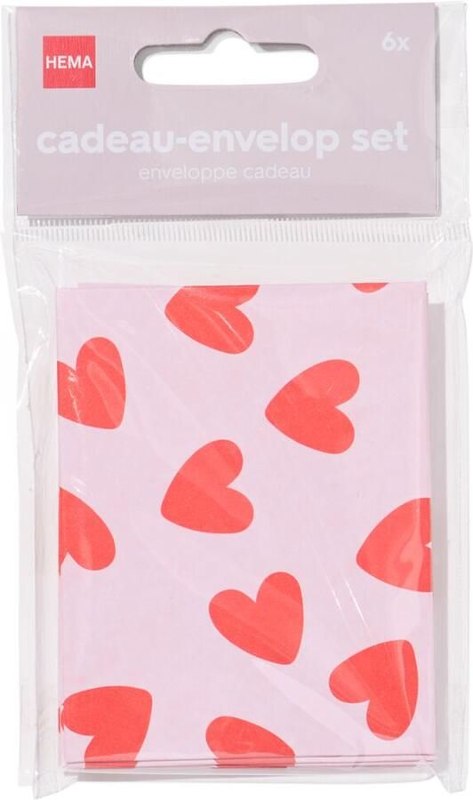 HEMA Cadeau-envelop set hartjes 6 stuks (rood)