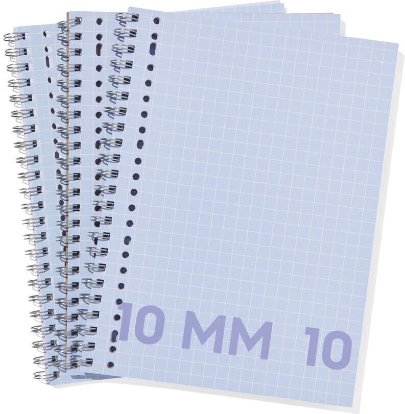 HEMA Collegeblokken blauw A4 geruit 10mm 3 stuks (blauw)