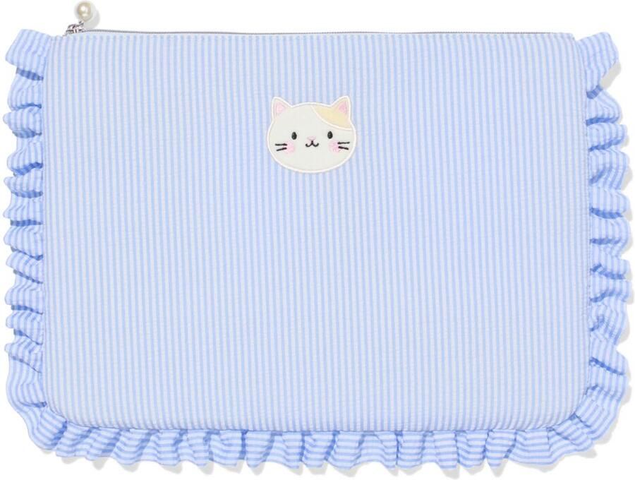 HEMA Laptophoes 41.8x29.5cm strepen kattenprint ruches