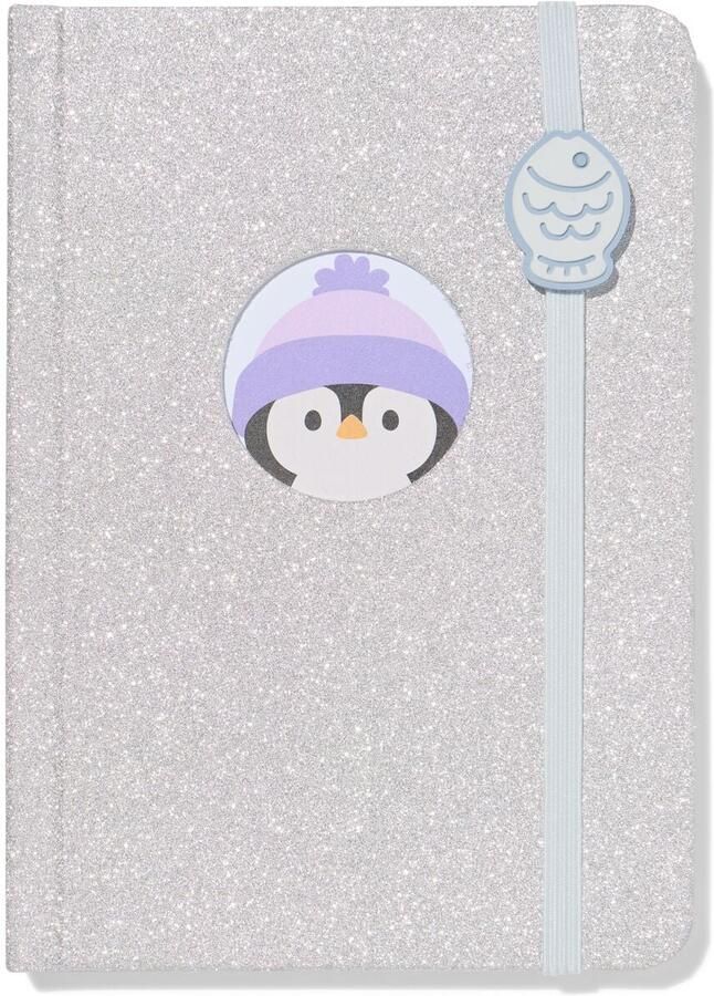 HEMA Notitieboek A6 gelinieerd pinguin (zilver)