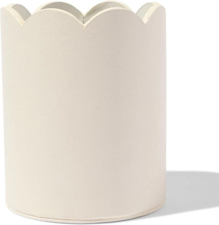 HEMA Pennenbak ⌀8.5x10.5cm kunstleer wit (lichtgroen)