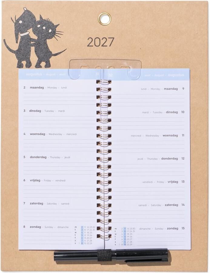HEMA Takkie en Siepie weekkalender 2027 30x23cm kraft (kraft)