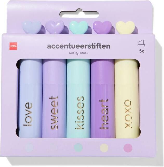 HEMA Markeerstiften Hartjes 5 Stuks