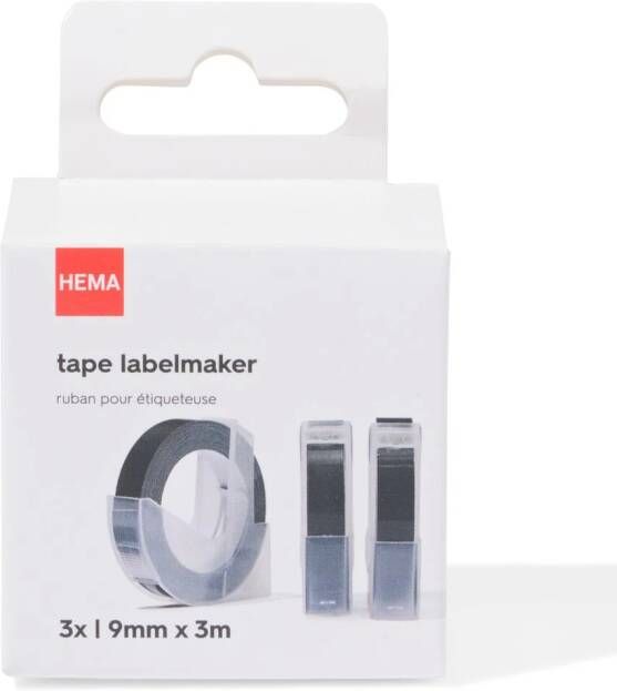 HEMA Navulset Labelmaker Tape 9mmx3m Zwart 3 Stuks