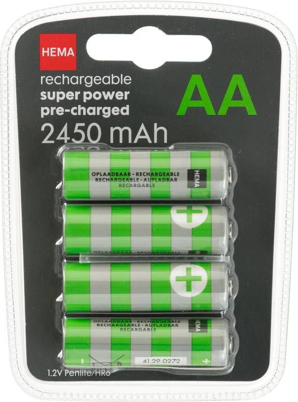 HEMA Oplaadbare AA Batterijen 2450mAh Plus 4 Stuks