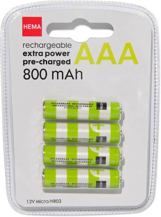 HEMA Oplaadbare AAA Batterijen 800mAh 4 Stuks