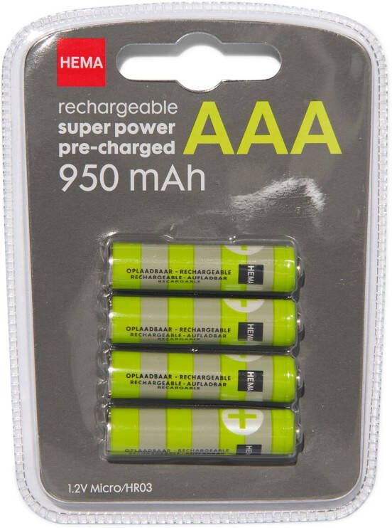 HEMA Oplaadbare AAA Batterijen 950mAh Plus 4 Stuks