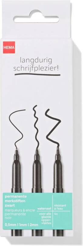 HEMA Permanente Markers 0.5-1-2mm 4 Stuks
