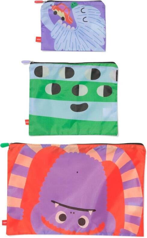 HEMA Ritstasjes S+M+L Monsters 3 Stuks