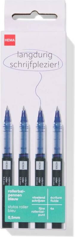 HEMA Rollerbalpennen 0.5mm Blauwschrijvend 4 Stuks