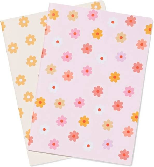 HEMA Schrift A4 Lijnen Bloemen 2 Stuks