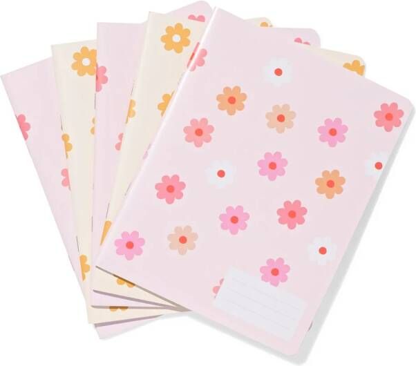 HEMA Schrift A5 Lijnen Bloemen 5 Stuks