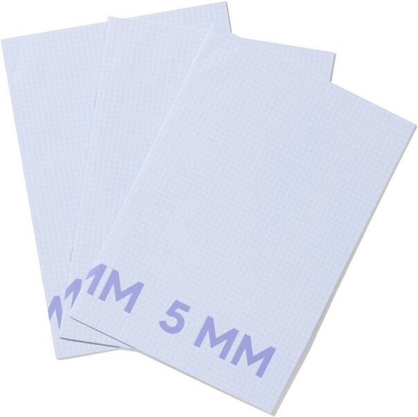 HEMA Schriften A4 Geruit 5mm Blauw 3 Stuks