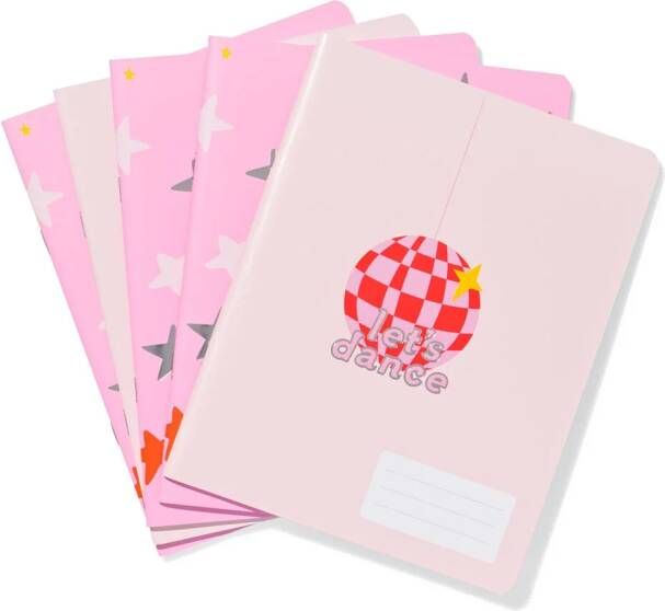 HEMA Schriften A5 Lijnen Roze 5 Stuks