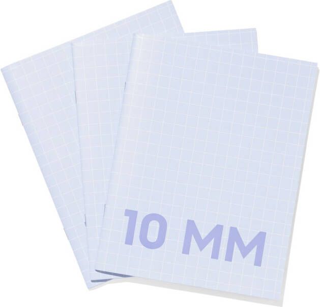 HEMA Schriften Blauw A5 Geruit 10mm 3 Stuks