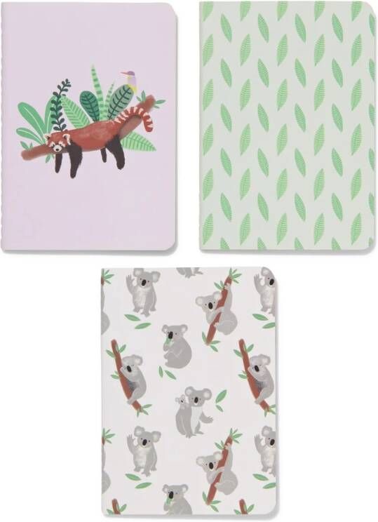 HEMA Schriften Gelinieerd Dieren A6 3 Stuks (paars)