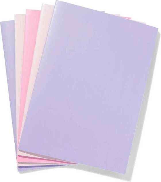 HEMA Schriften Gelinieerd Lila roze A4 5 Stuks