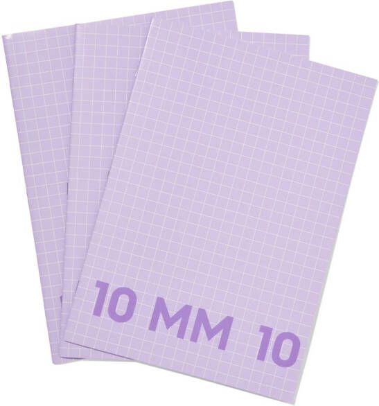 HEMA Schriften Lila A4 Geruit 10mm 3 Stuks