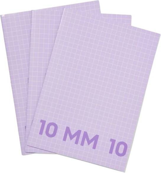 HEMA Schriften Lila A4 Geruit 10mm 3 Stuks