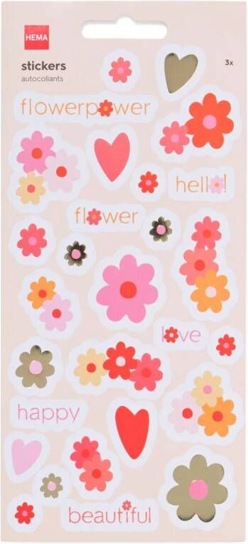 HEMA Stickervel Bloemen En Hartjes 3 Stuks