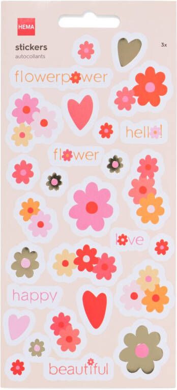 HEMA Stickervel Bloemen En Hartjes 3 Stuks